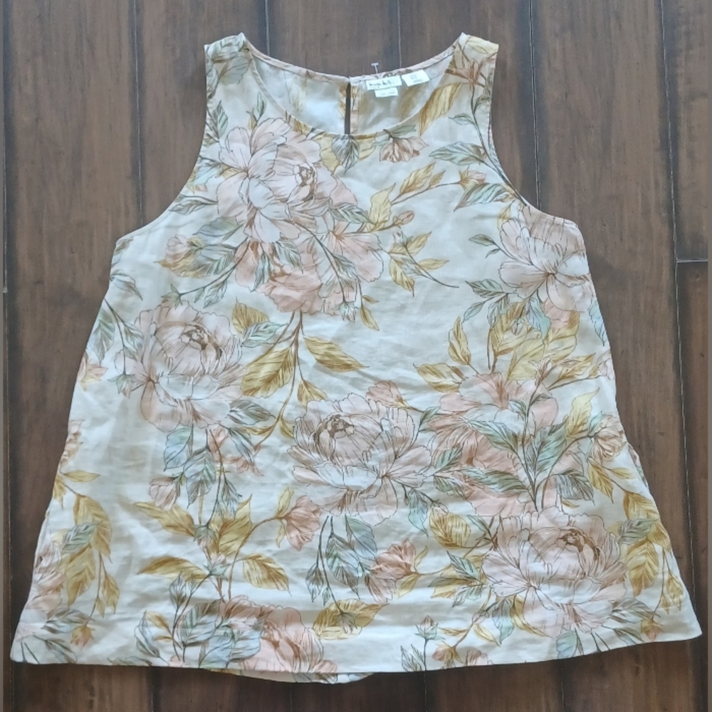 Nicole miller Womens Linen new york floral print size XL Summer Lighweigh